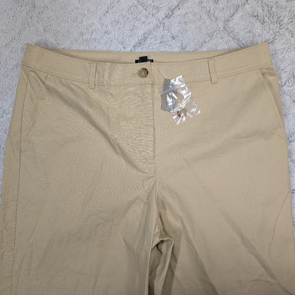 J. Crew Pants Womens 12 Beige Khaki Full Length Wide Leg Trouser Cotton Blend - Picture 2 of 12